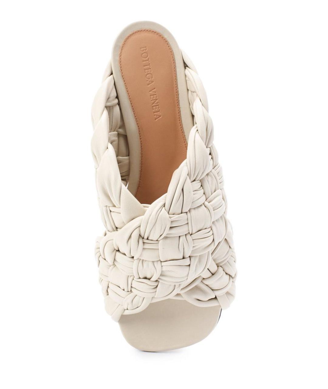 BOTTEGA VENETA Бежевые кожаные шлепанцы, фото 2