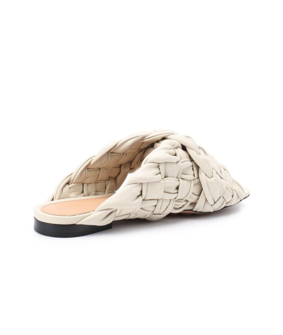 BOTTEGA VENETA Бежевые кожаные шлепанцы, фото 4