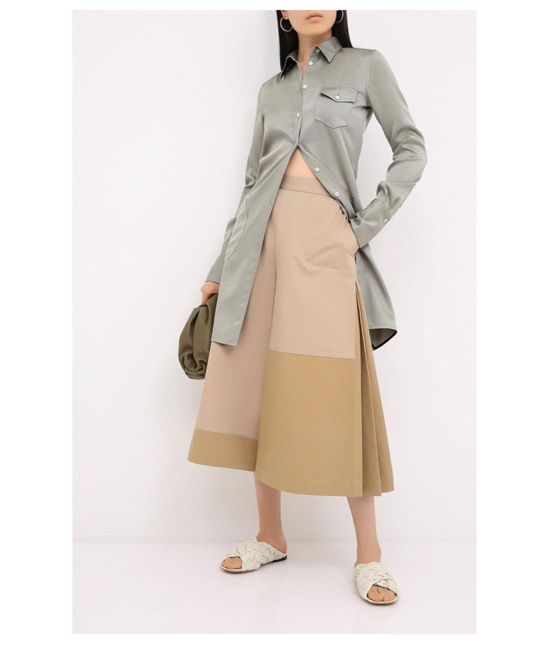 BOTTEGA VENETA Бежевые кожаные шлепанцы, фото 5