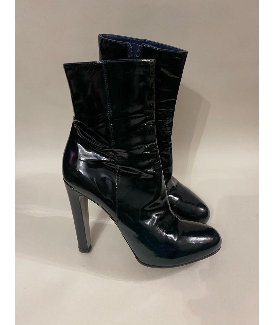 SERGIO ROSSI Темно-синие ботильоны из лакированной кожи, фото 2