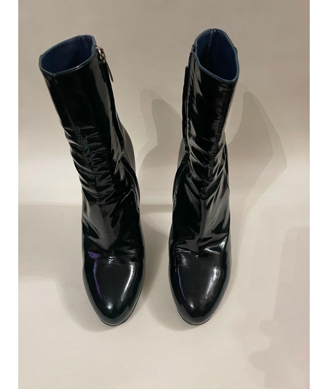 SERGIO ROSSI Темно-синие ботильоны из лакированной кожи, фото 3