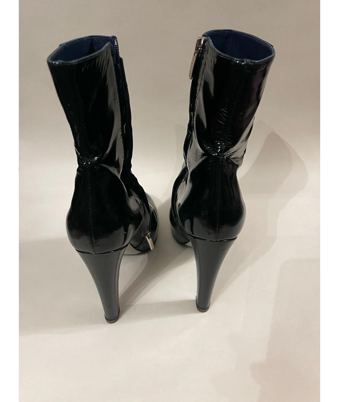 SERGIO ROSSI Темно-синие ботильоны из лакированной кожи, фото 4