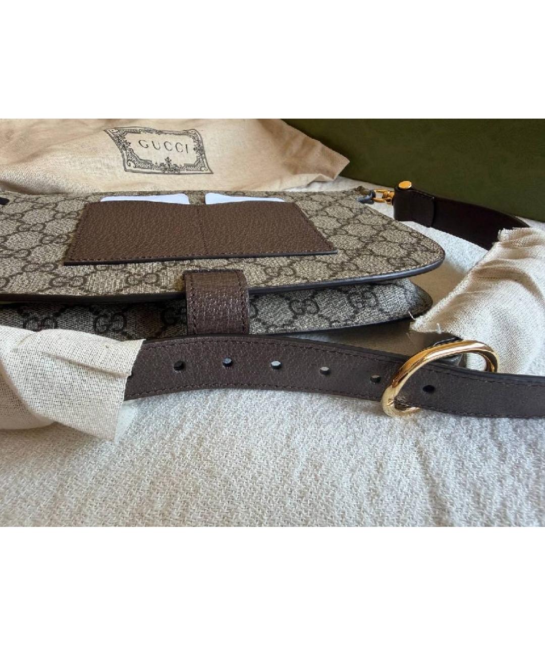 GUCCI Серая кожаная поясная сумка, фото 5