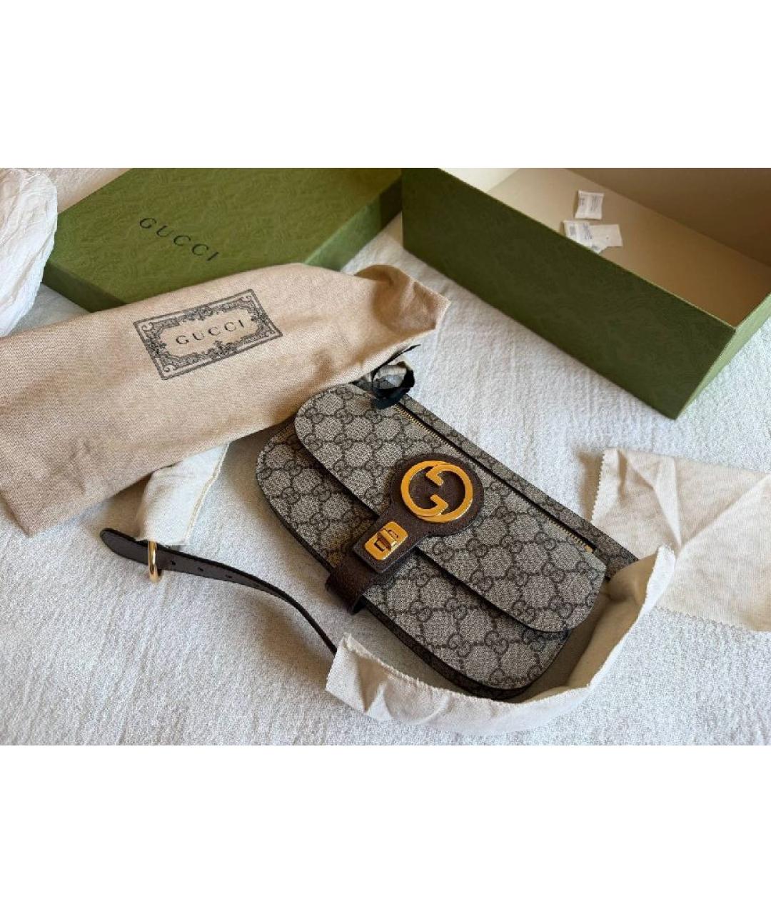 GUCCI Серая кожаная поясная сумка, фото 4