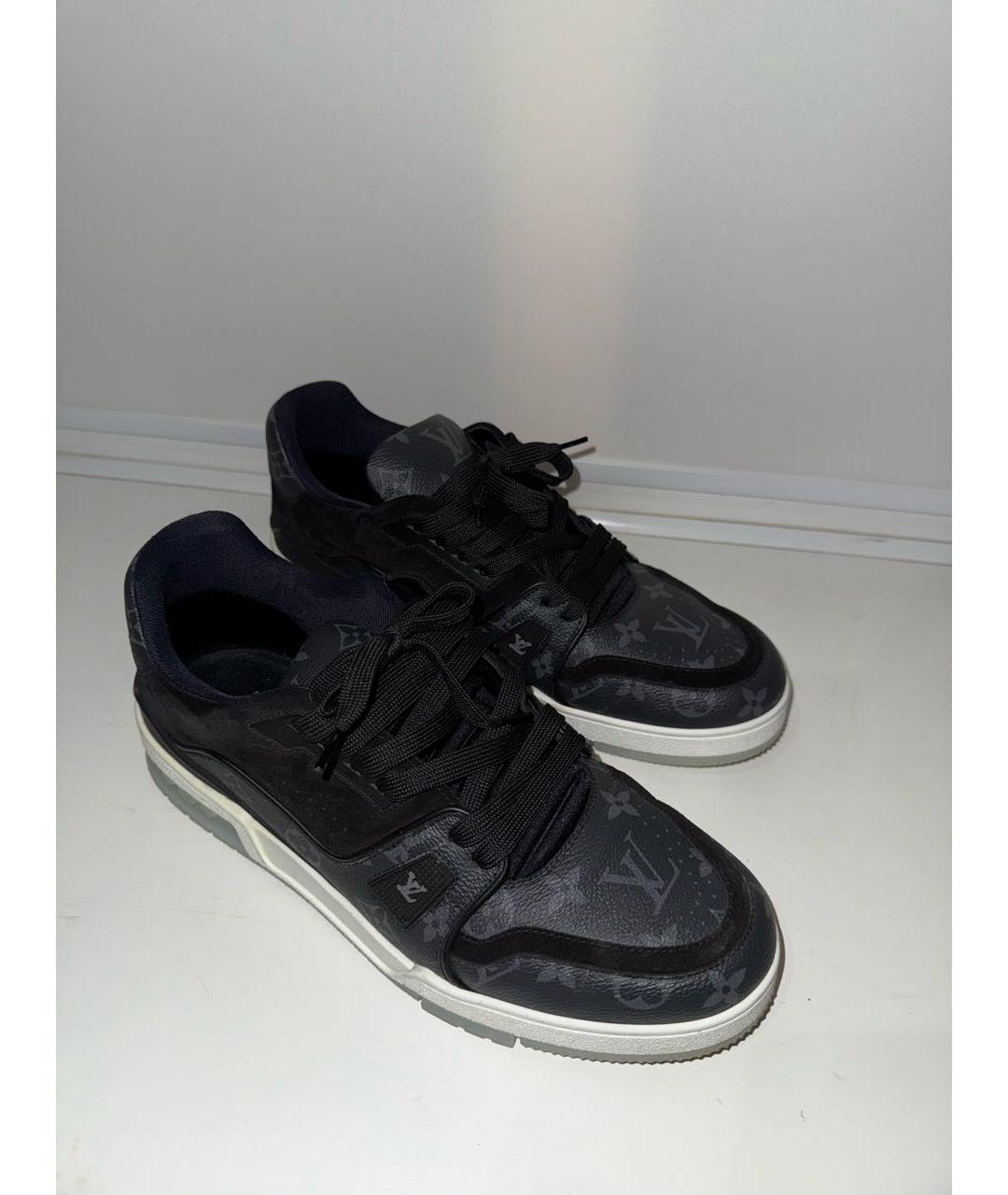 LOUIS VUITTON Черные кожаные низкие кроссовки / кеды, фото 2