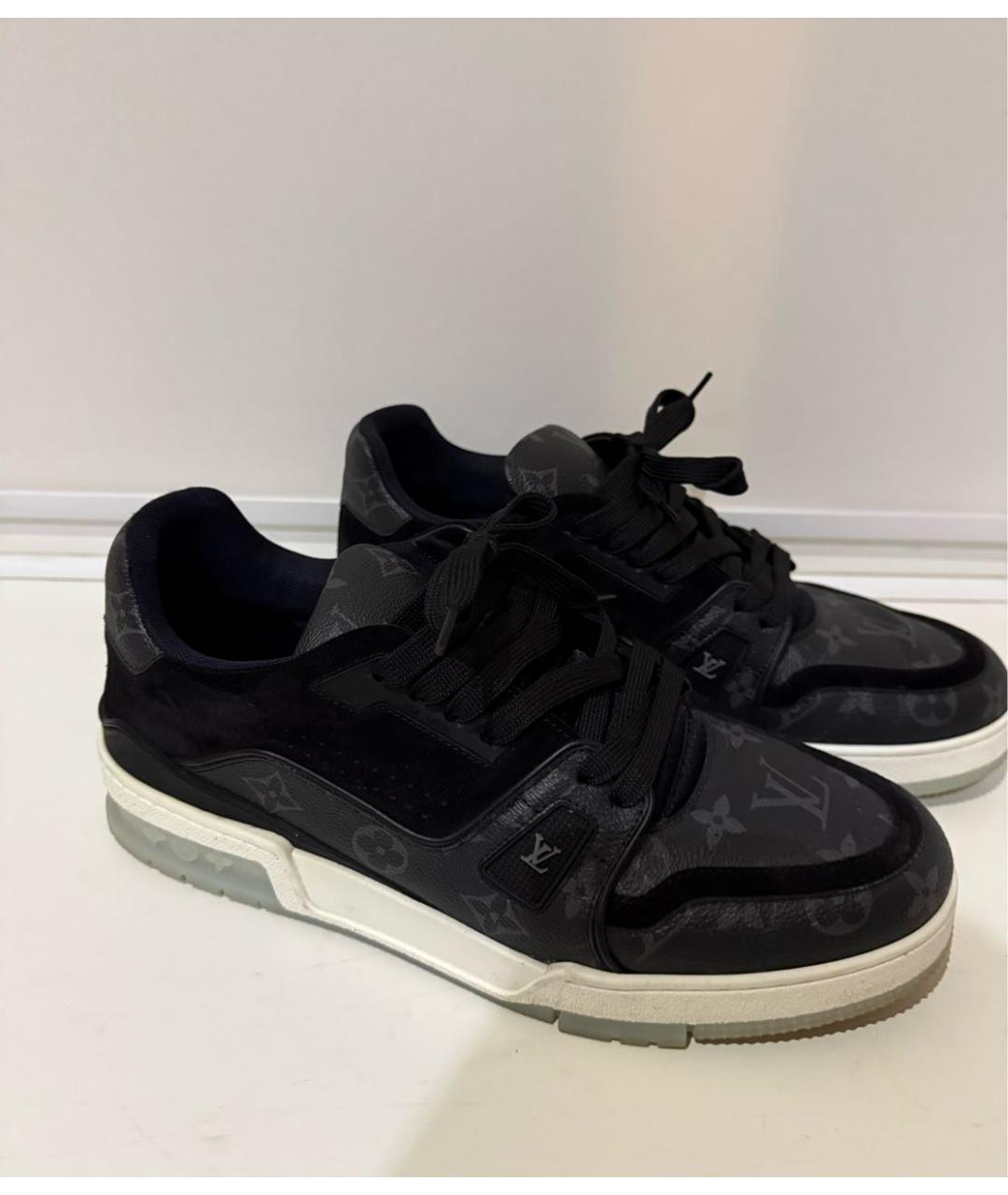 LOUIS VUITTON Черные кожаные низкие кроссовки / кеды, фото 5