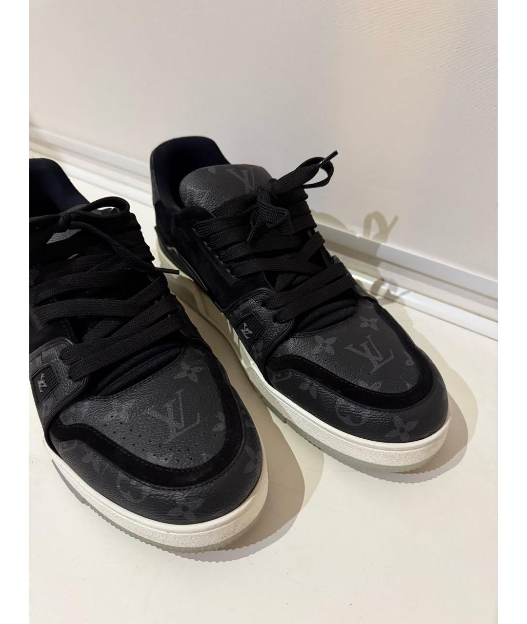 LOUIS VUITTON Черные кожаные низкие кроссовки / кеды, фото 4