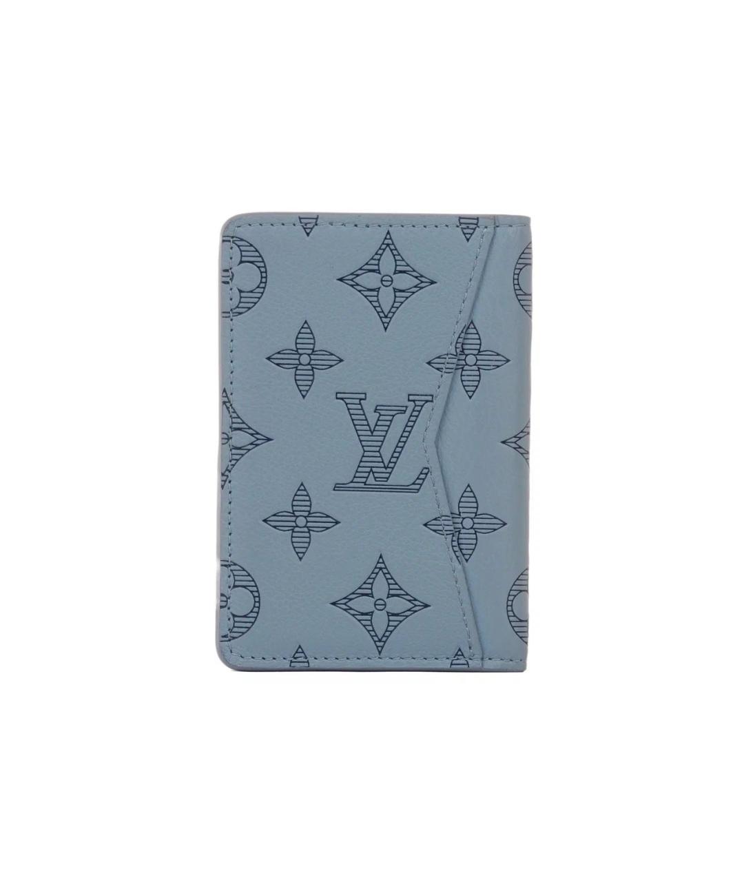 LOUIS VUITTON Голубой кожаный кардхолдер, фото 3