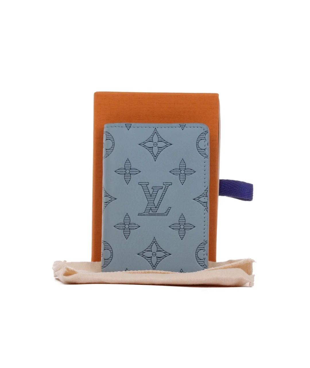 LOUIS VUITTON Голубой кожаный кардхолдер, фото 2