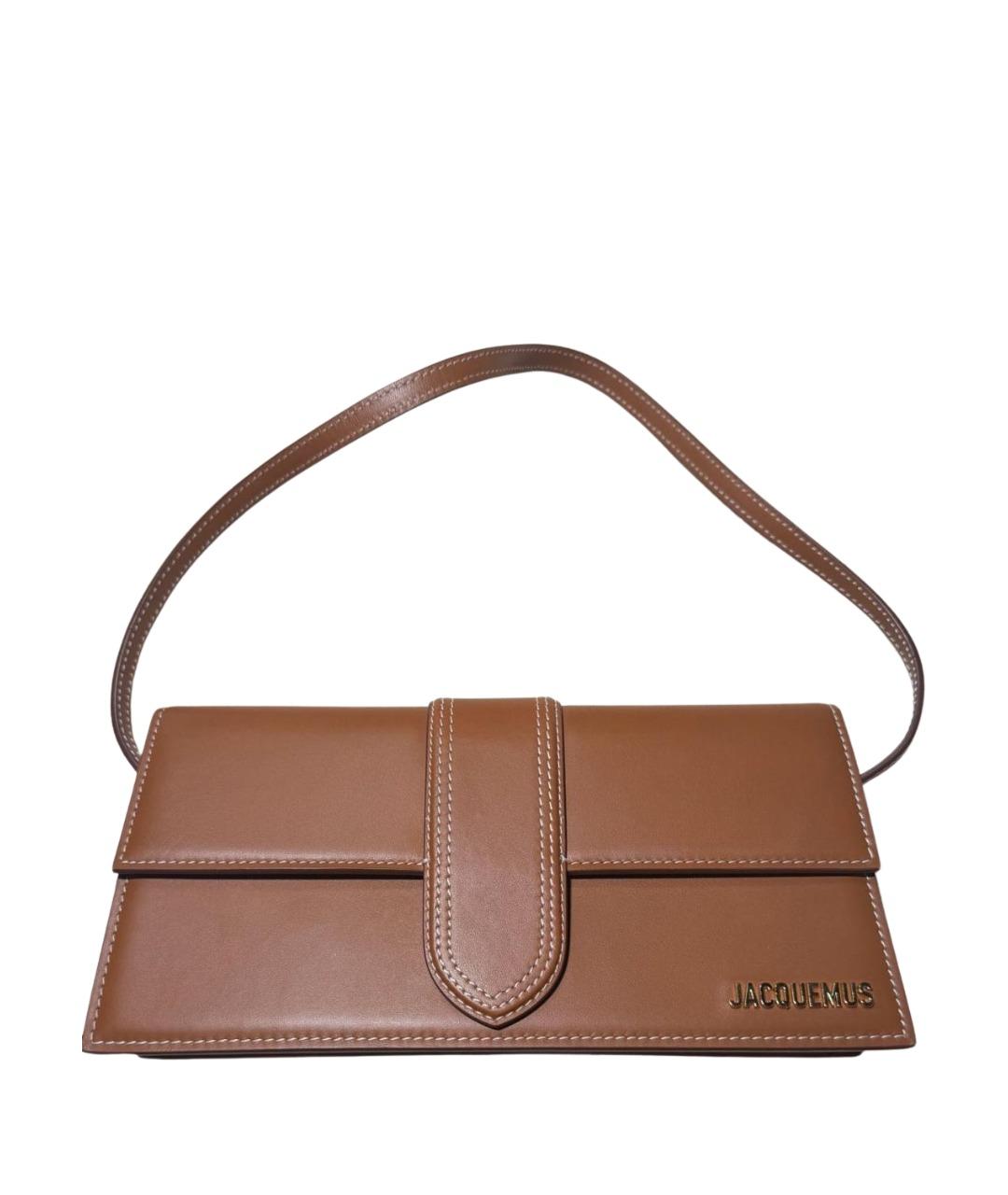 JACQUEMUS Коричневая кожаная сумка с короткими ручками, фото 1