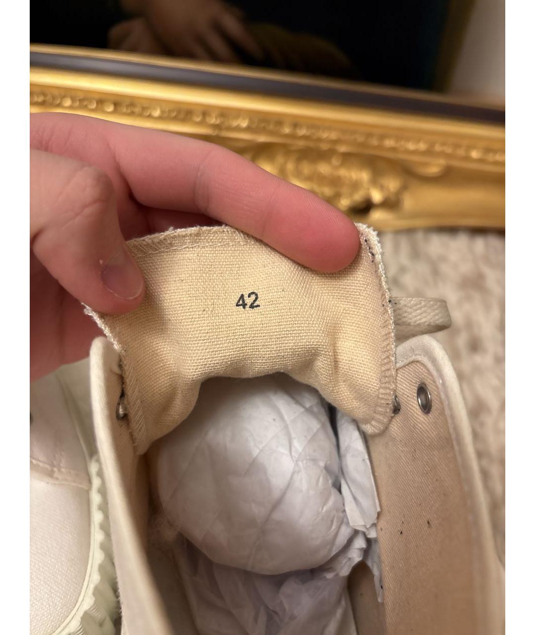 MAISON MARGIELA Белые текстильные высокие кроссовки / кеды, фото 7