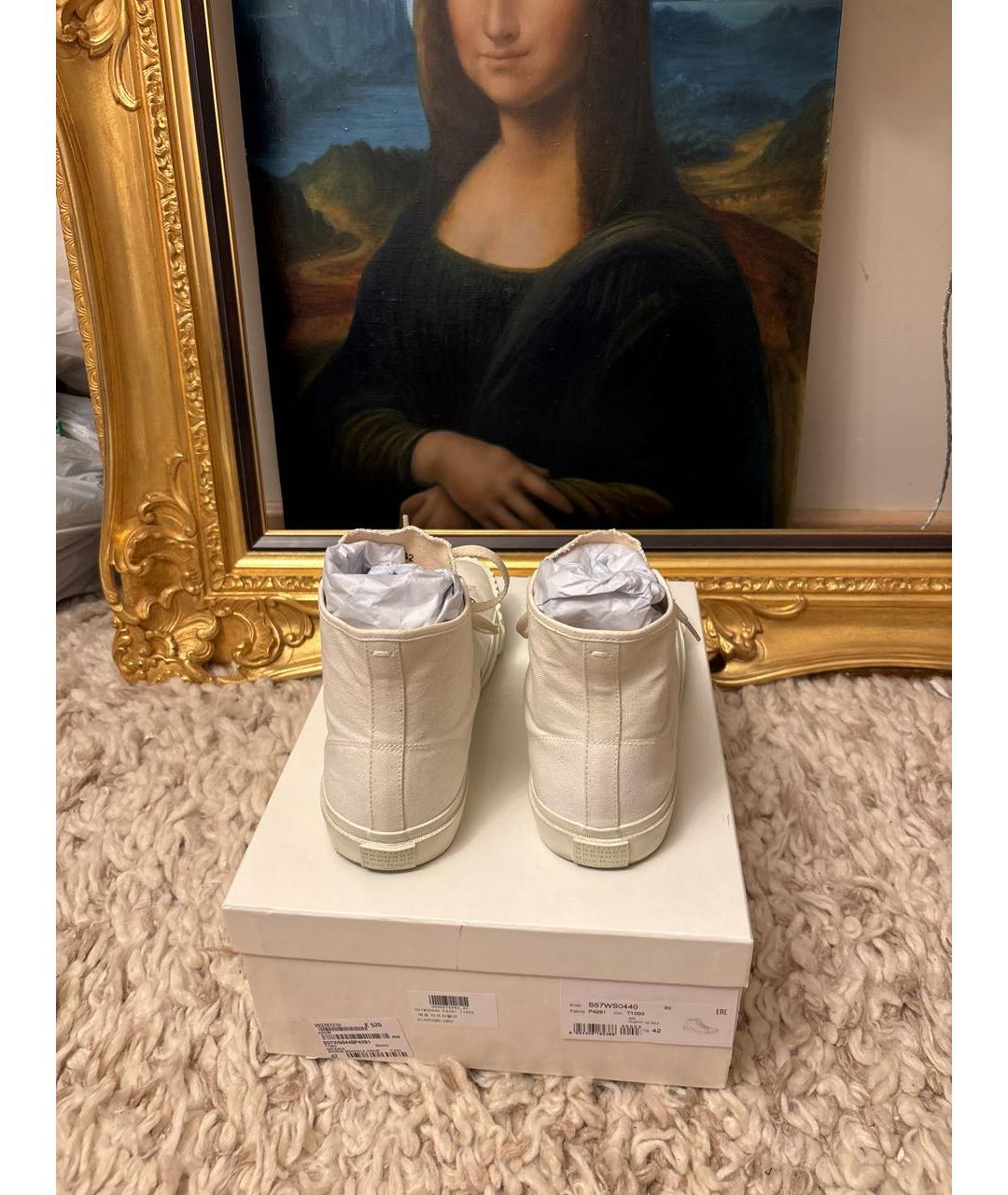 MAISON MARGIELA Белые текстильные высокие кроссовки / кеды, фото 3