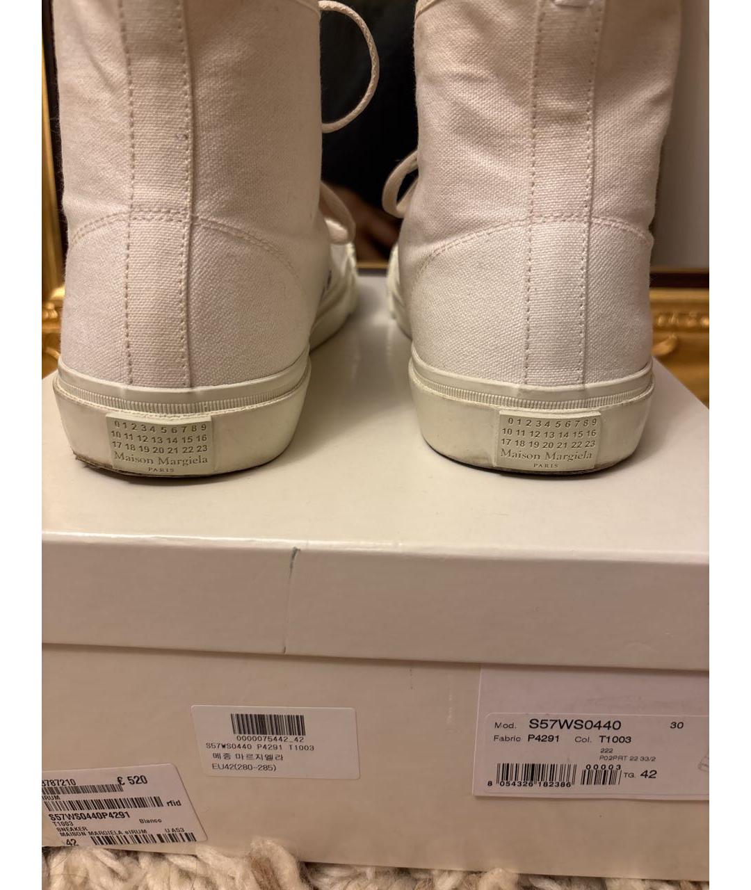 MAISON MARGIELA Белые текстильные высокие кроссовки / кеды, фото 4