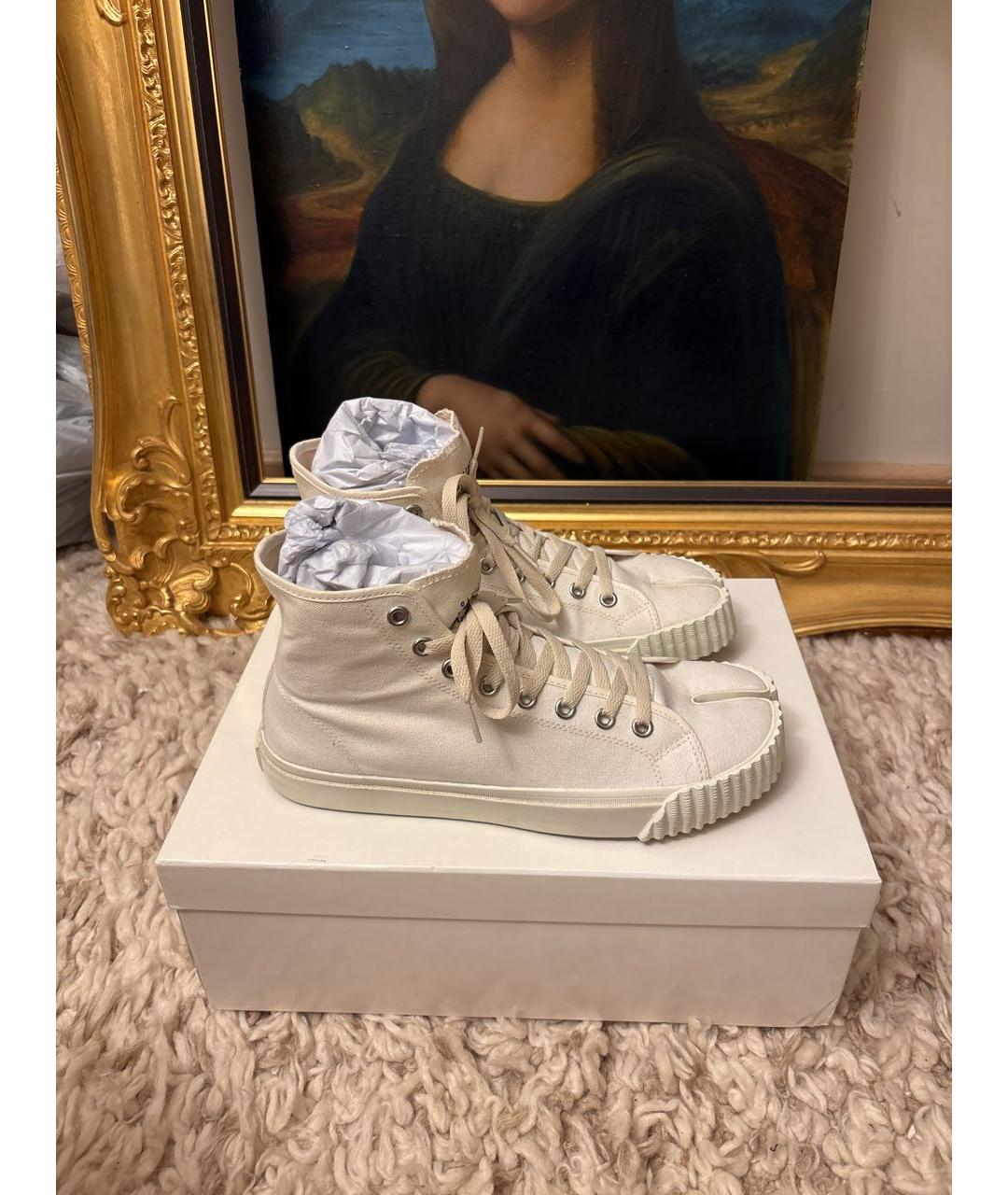 MAISON MARGIELA Белые текстильные высокие кроссовки / кеды, фото 9