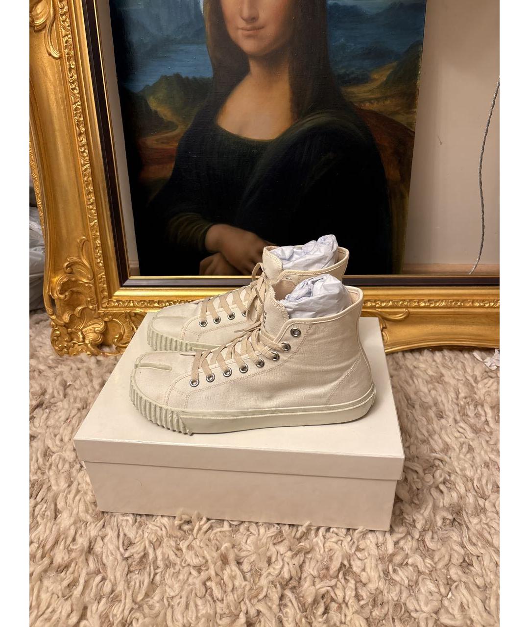 MAISON MARGIELA Белые текстильные высокие кроссовки / кеды, фото 6