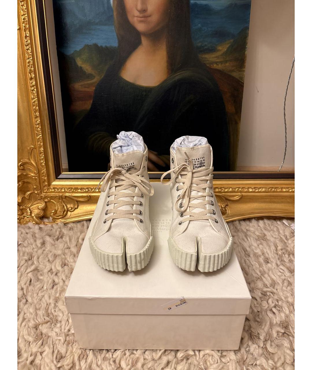 MAISON MARGIELA Белые текстильные высокие кроссовки / кеды, фото 2