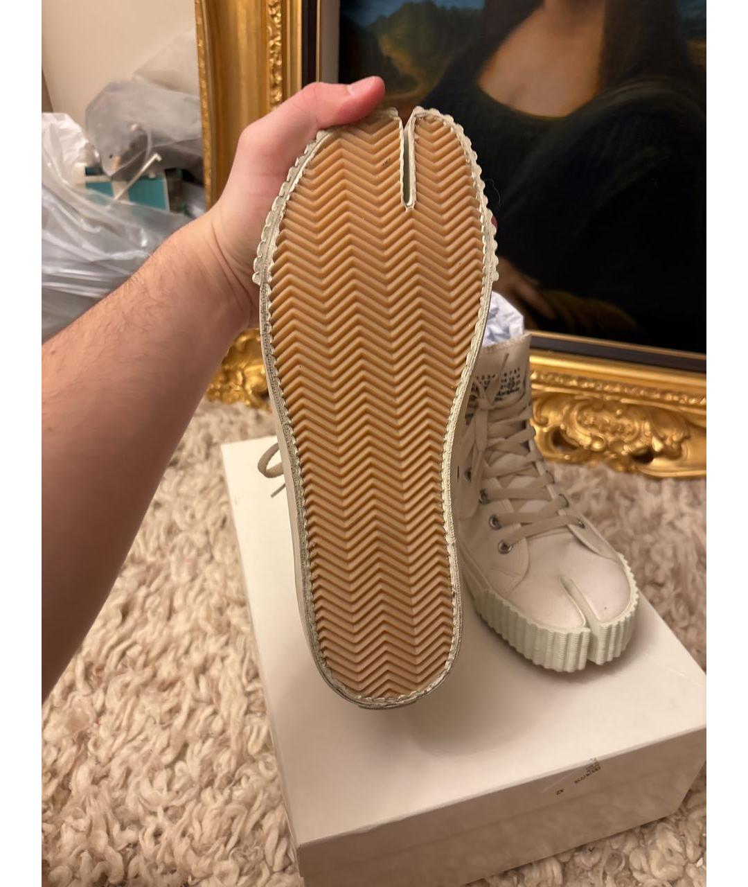 MAISON MARGIELA Белые текстильные высокие кроссовки / кеды, фото 5