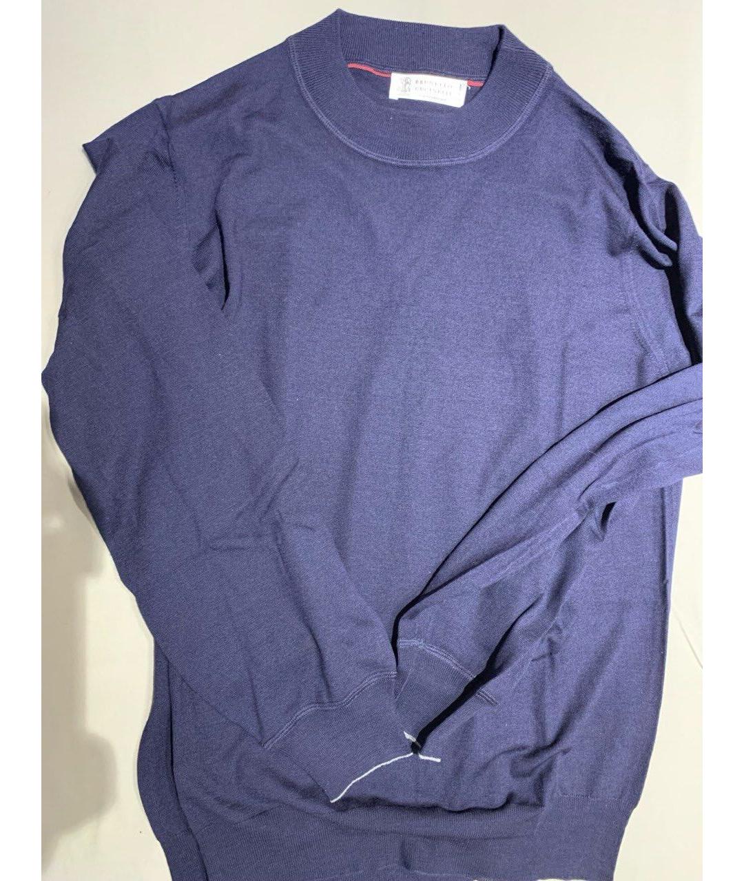 BRUNELLO CUCINELLI Темно-синий замшевый джемпер / свитер, фото 5