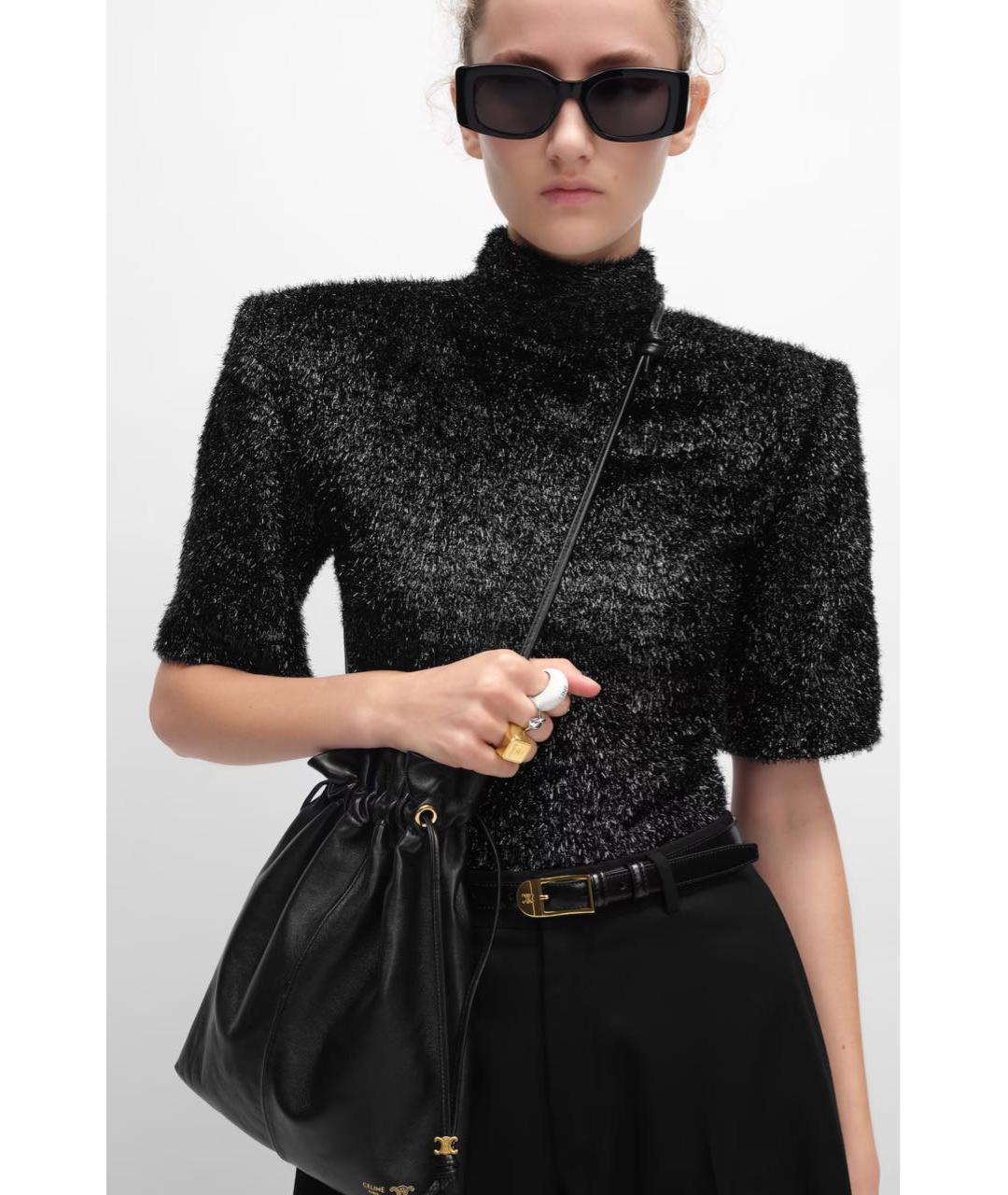 CELINE Черная кожаная сумка через плечо, фото 2