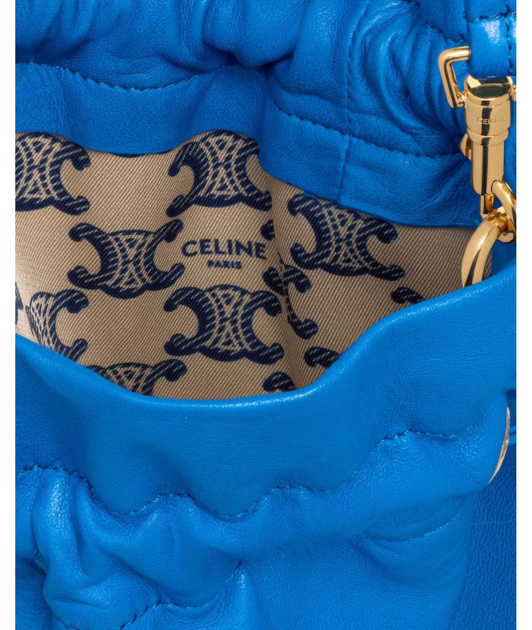 CELINE Синяя кожаная сумка через плечо, фото 3