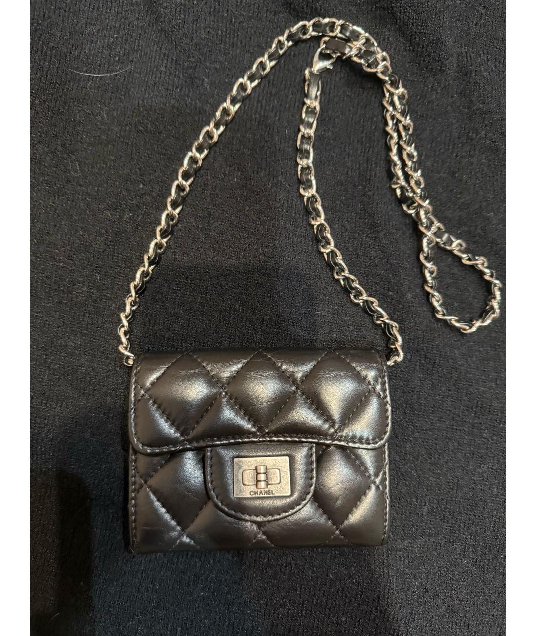 CHANEL Черный кожаный кошелек, фото 4