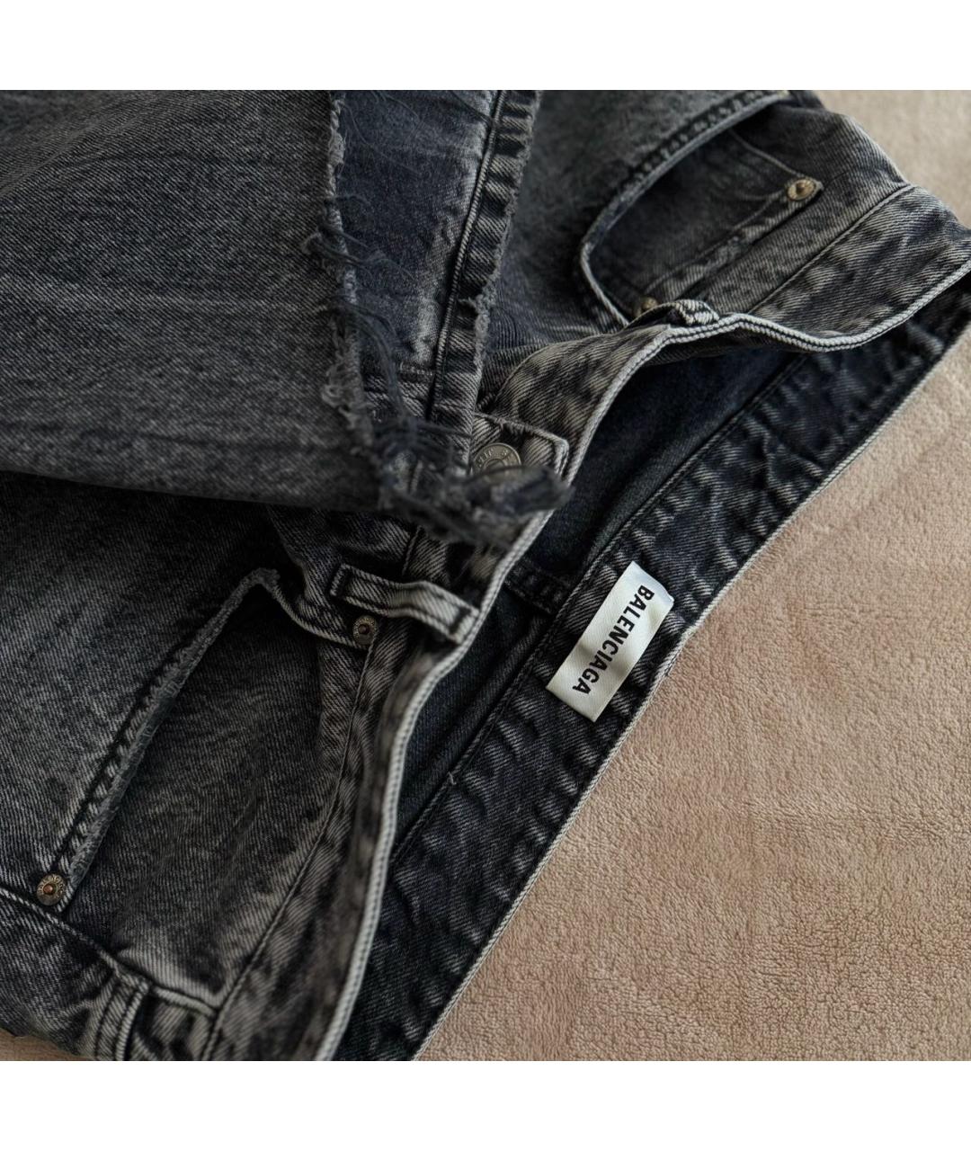 BALENCIAGA Антрацитовые хлопковые прямые джинсы, фото 3