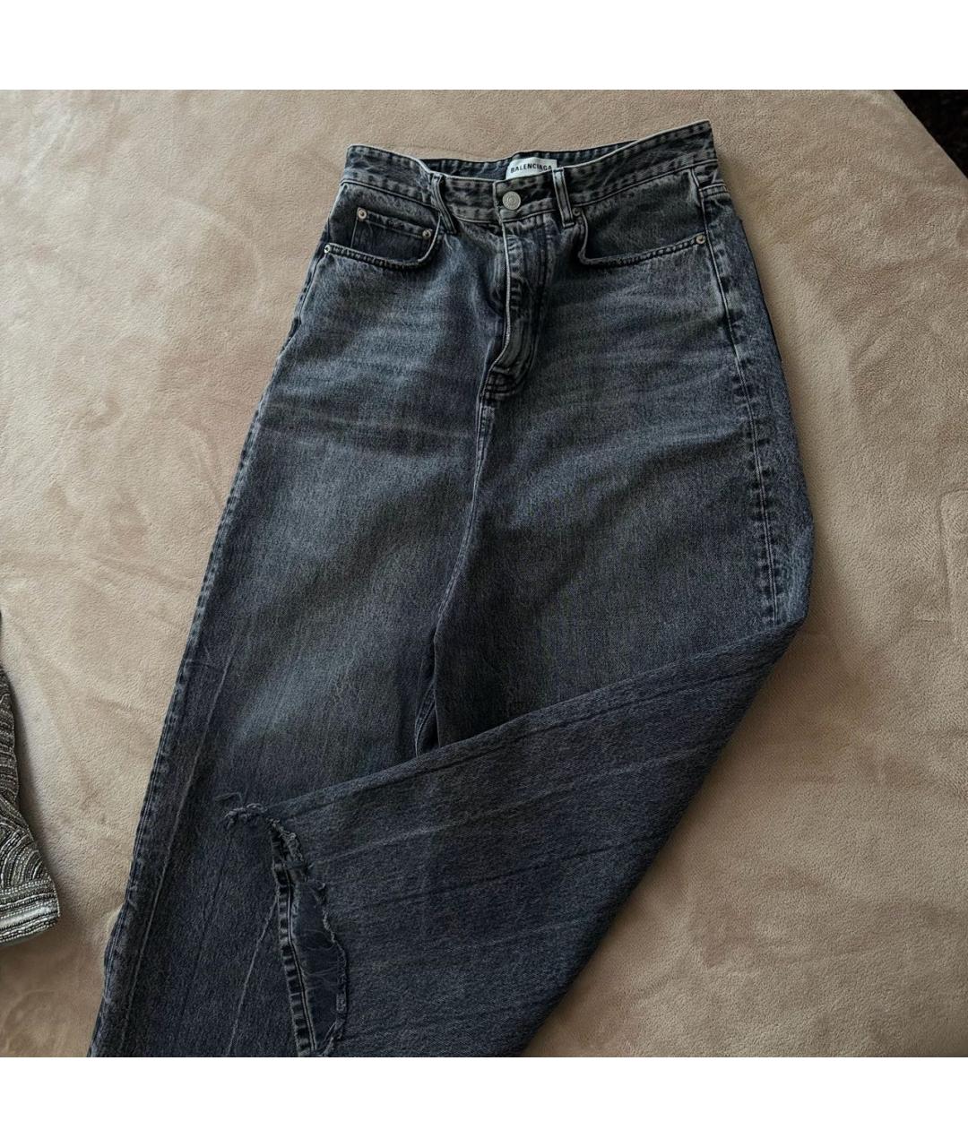 BALENCIAGA Антрацитовые хлопковые прямые джинсы, фото 2
