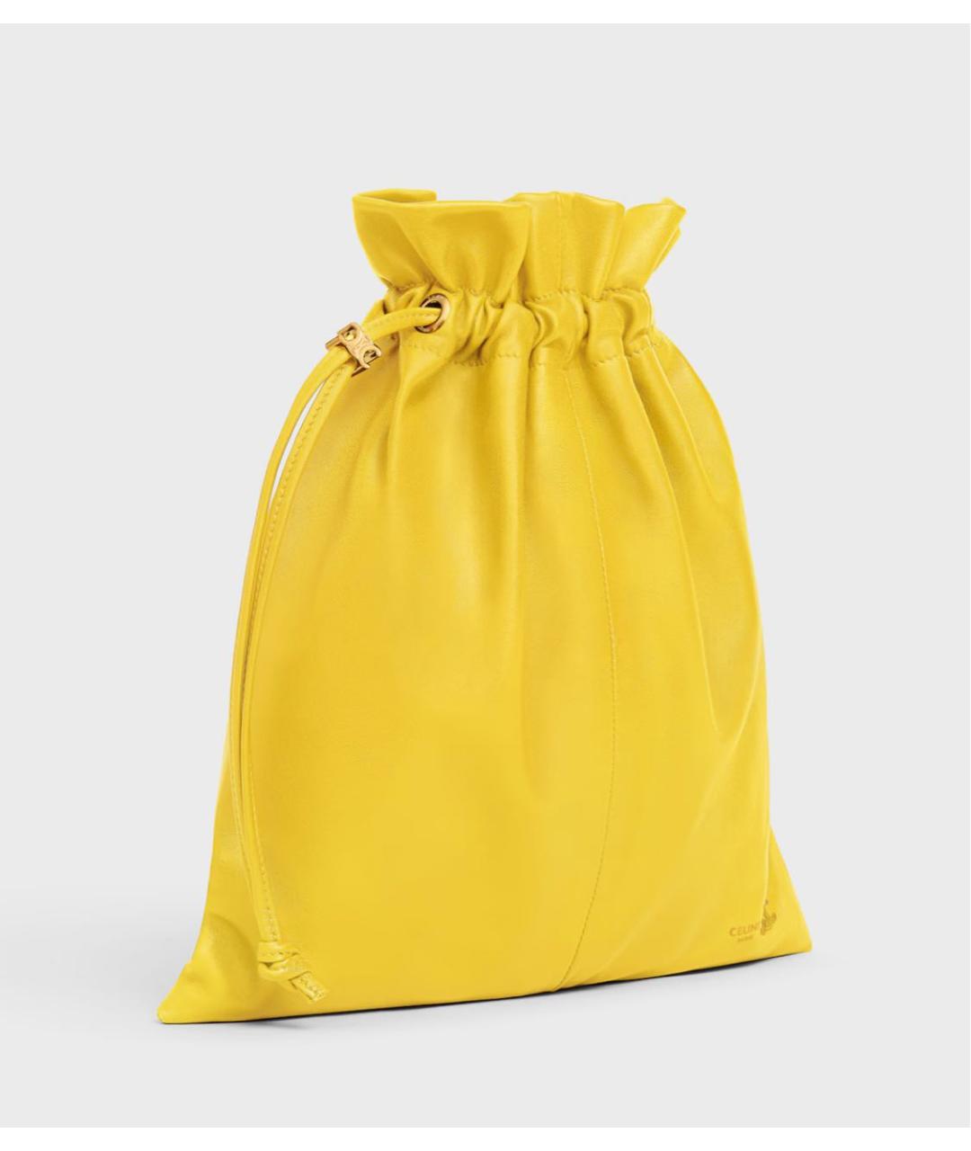 CELINE Желтая кожаная сумка через плечо, фото 3