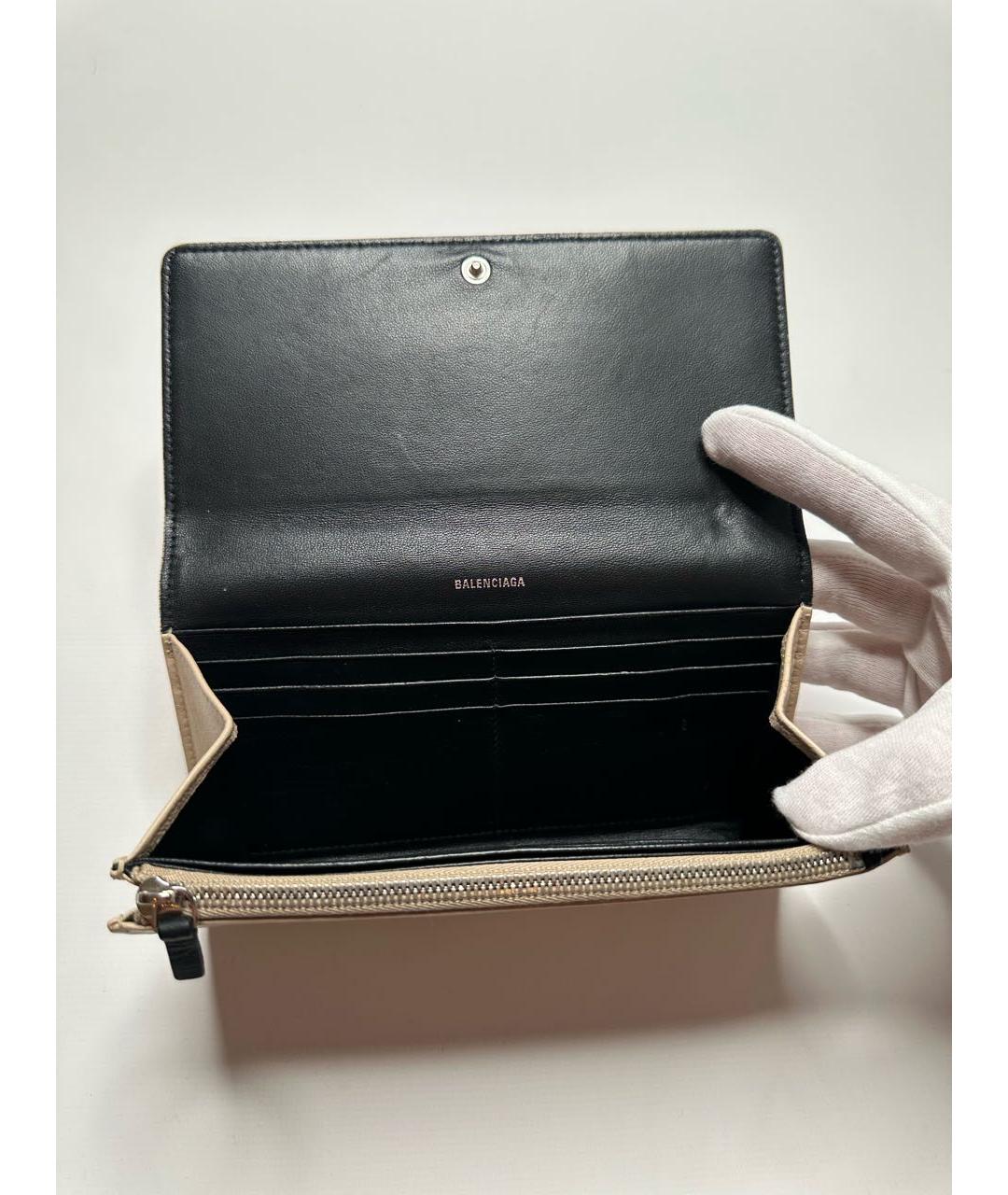 BALENCIAGA Бежевый кожаный кошелек, фото 5