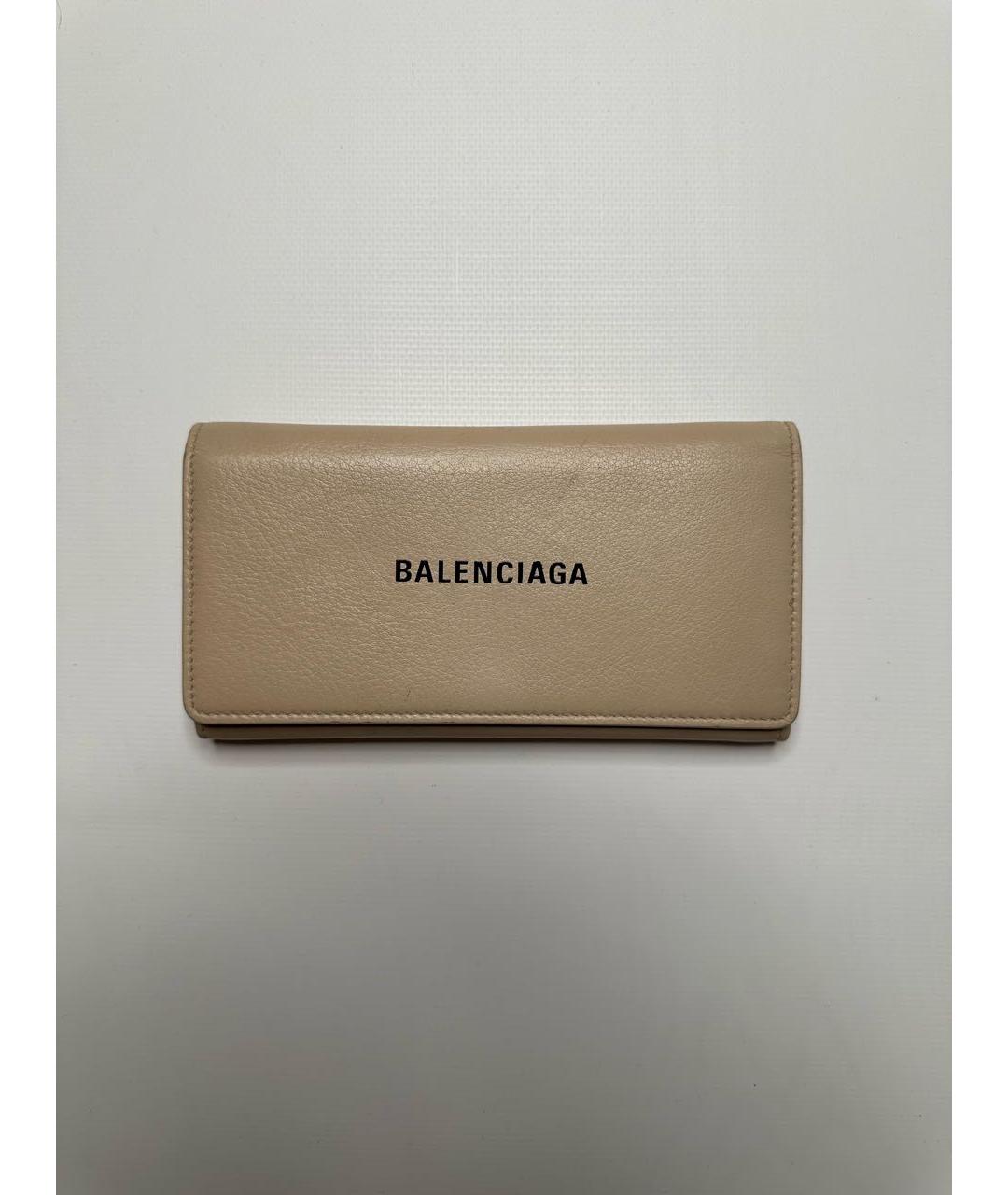 BALENCIAGA Бежевый кожаный кошелек, фото 7