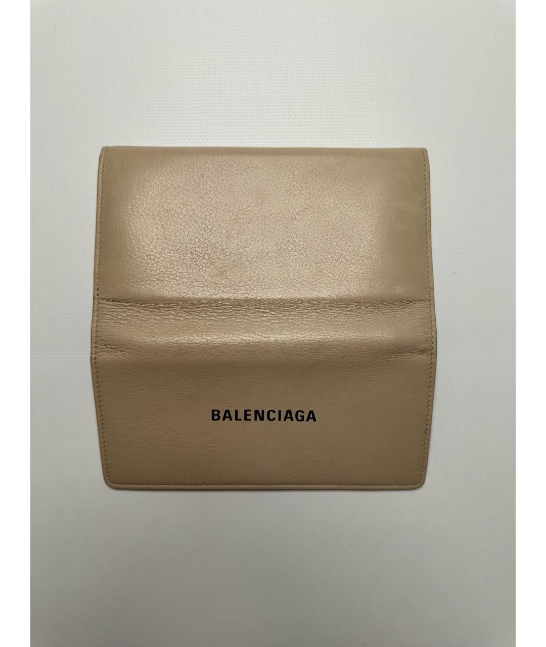 BALENCIAGA Бежевый кожаный кошелек, фото 3