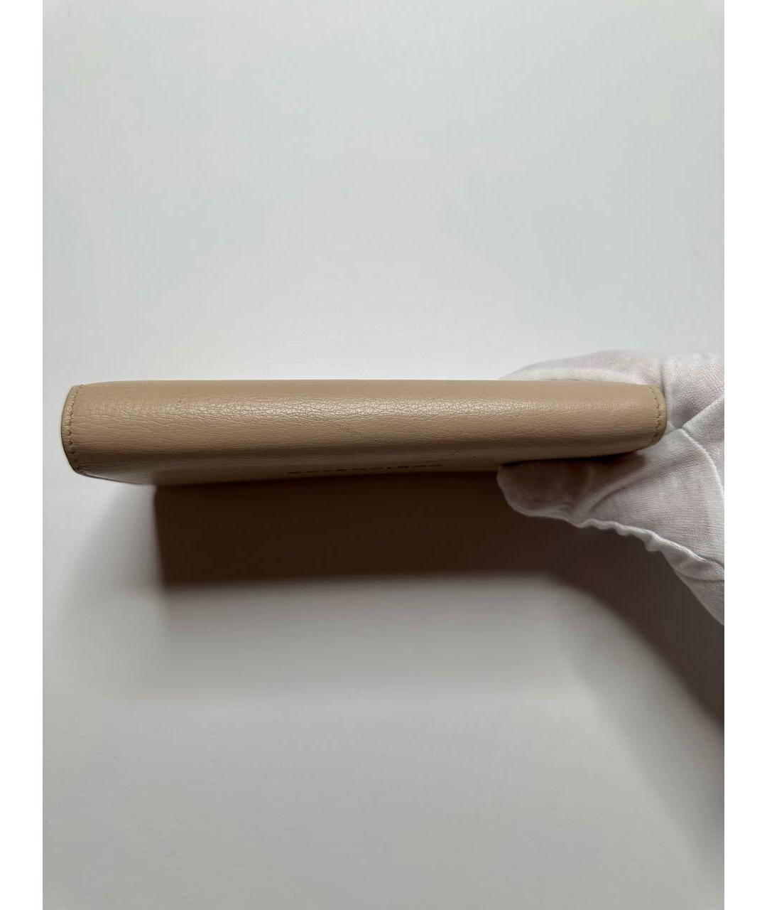 BALENCIAGA Бежевый кожаный кошелек, фото 4