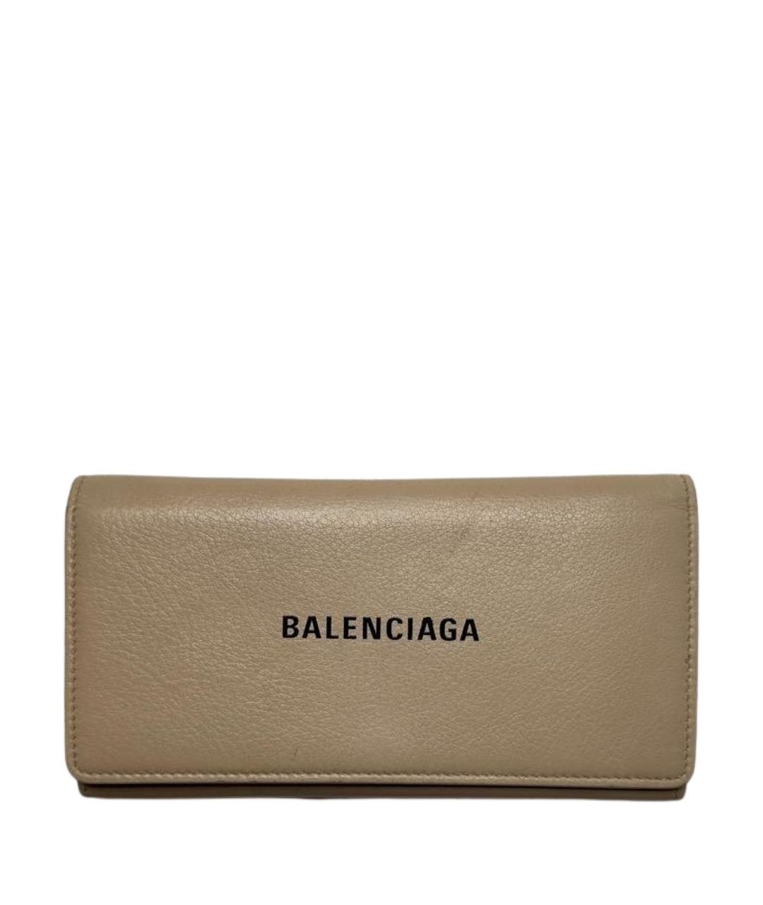BALENCIAGA Бежевый кожаный кошелек, фото 1
