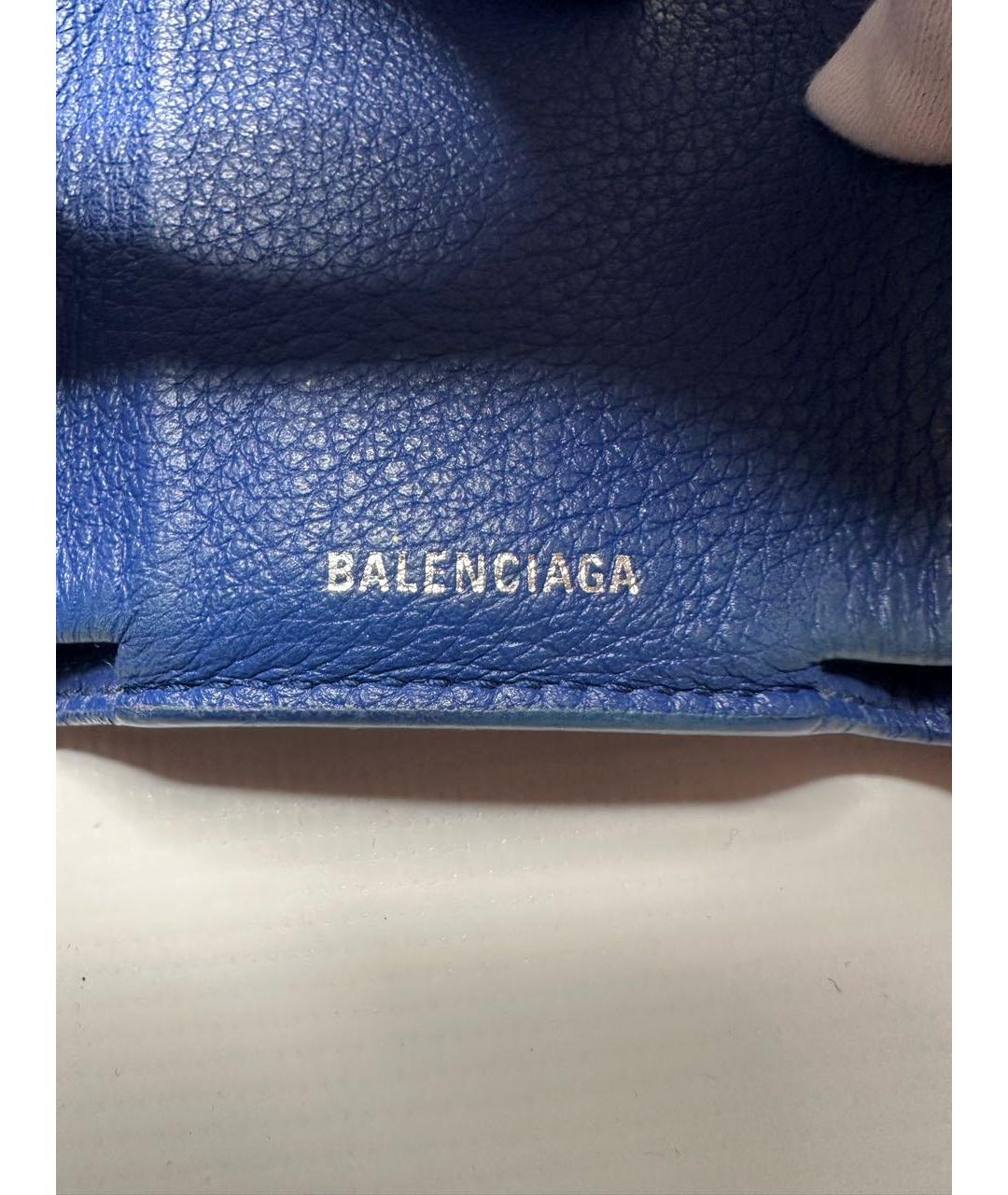 BALENCIAGA Синий кожаный кошелек, фото 6
