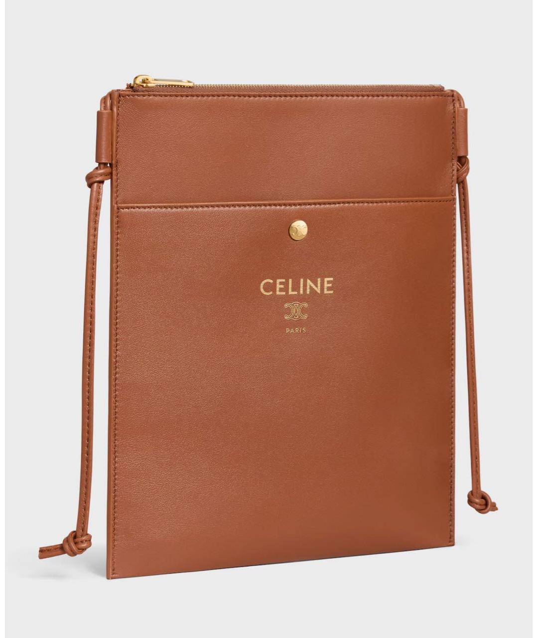 CELINE Коричневая кожаная сумка через плечо, фото 3