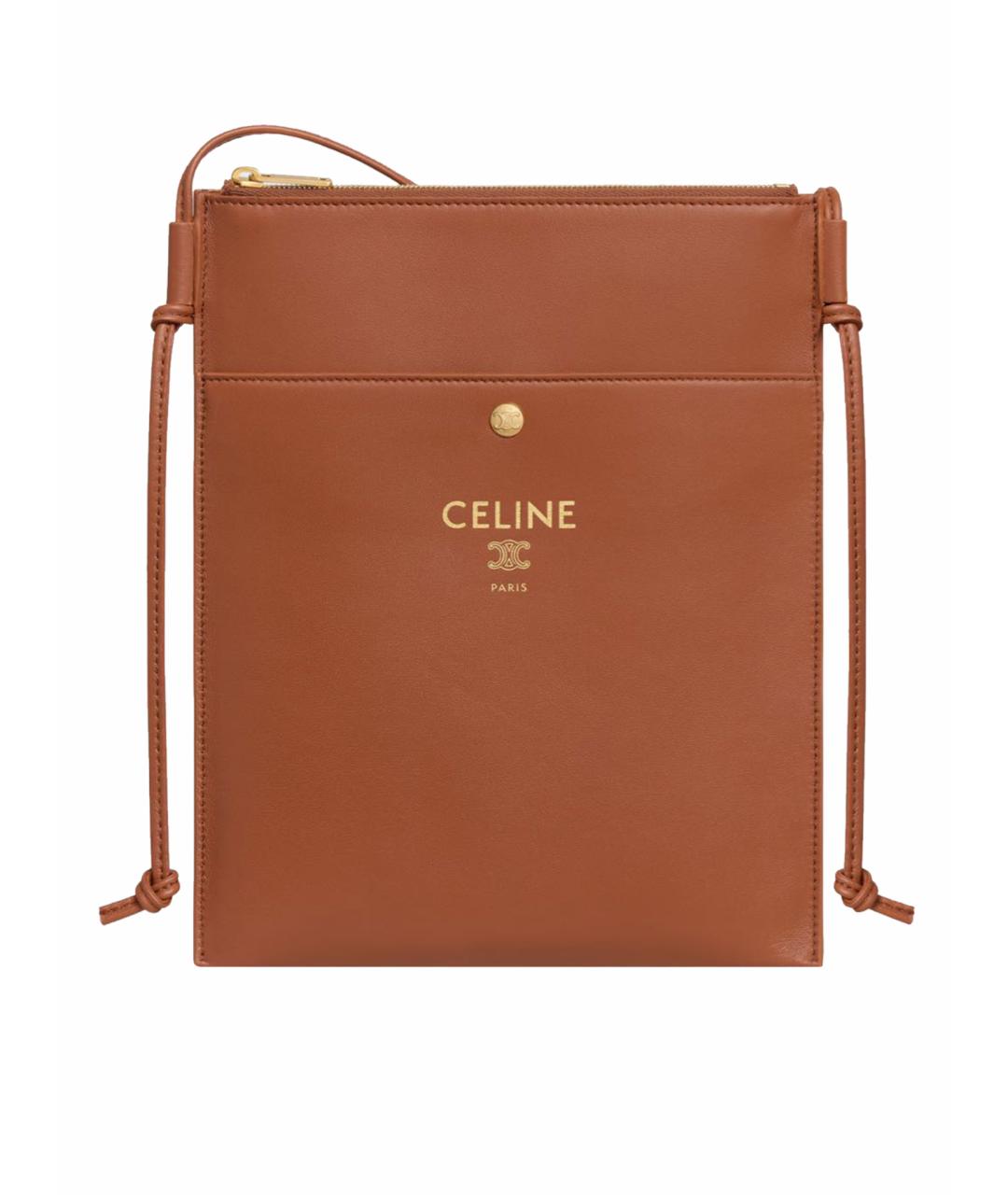 CELINE Коричневая кожаная сумка через плечо, фото 1
