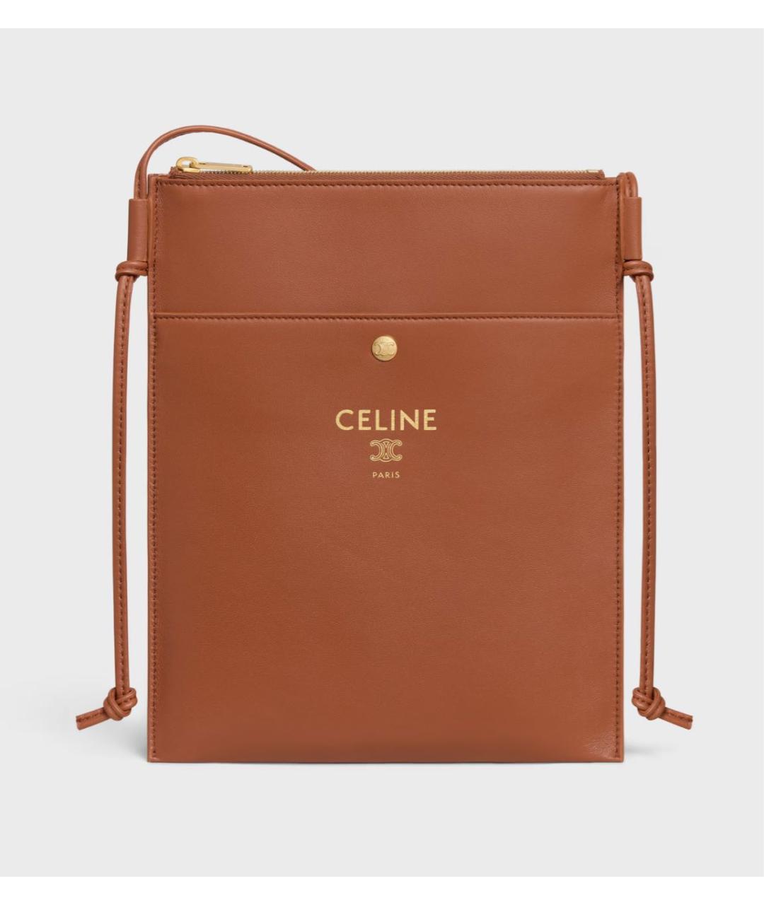 CELINE Коричневая кожаная сумка через плечо, фото 4