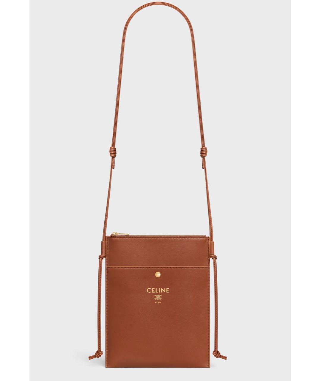 CELINE Коричневая кожаная сумка через плечо, фото 2