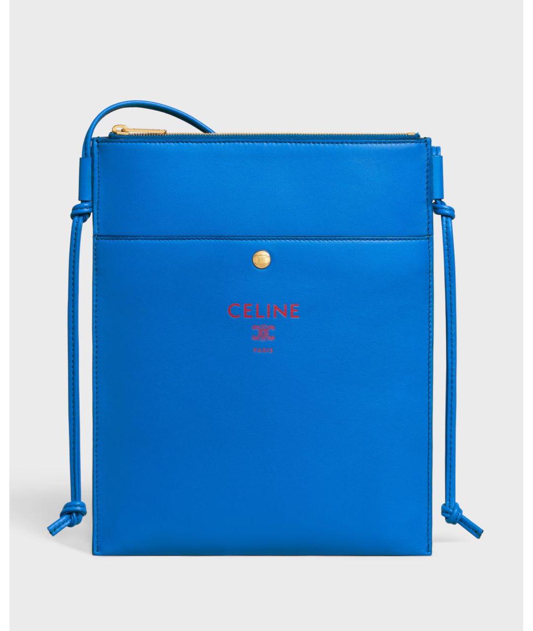 CELINE Синяя сумка через плечо из лакированной кожи, фото 4
