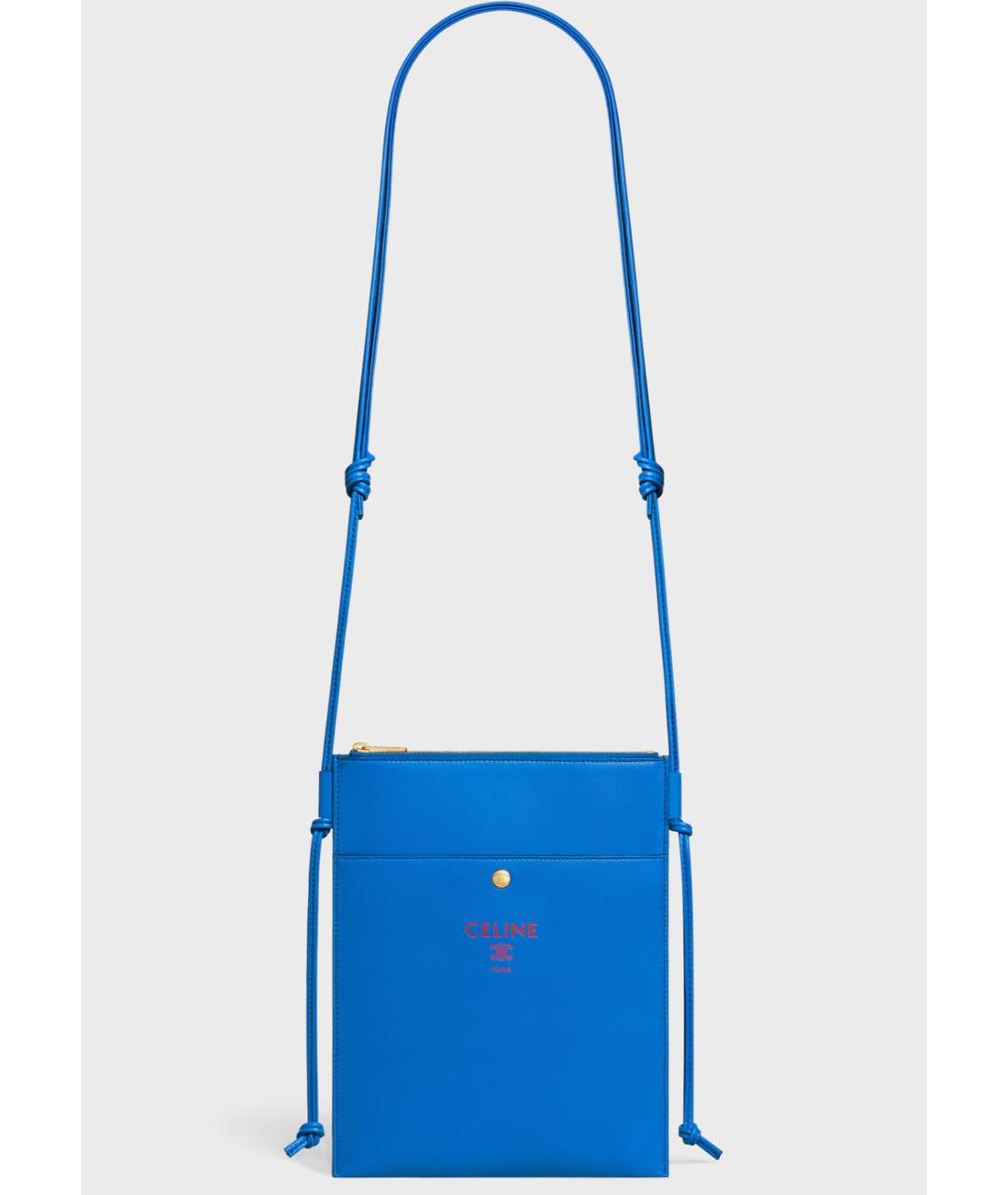 CELINE Синяя сумка через плечо из лакированной кожи, фото 2