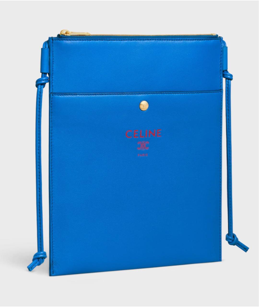 CELINE Синяя сумка через плечо из лакированной кожи, фото 3