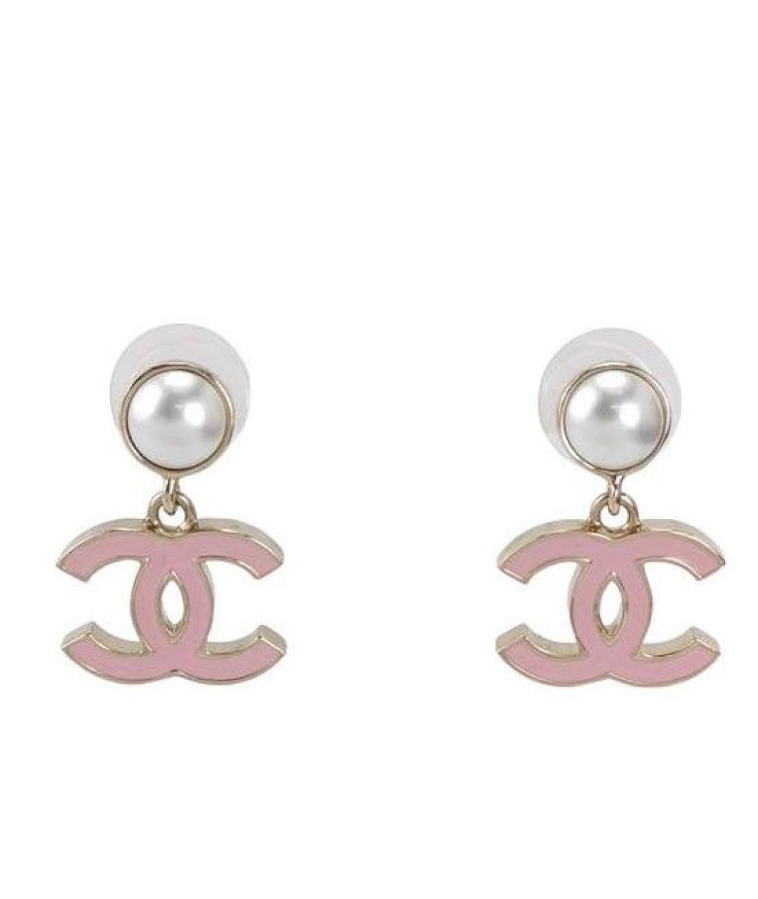 CHANEL Розовые металлические серьги, фото 1