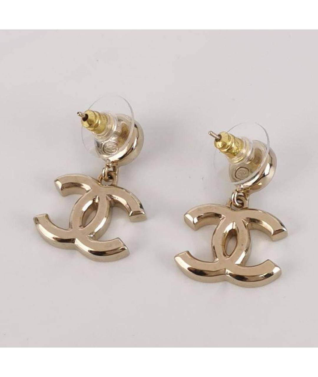 CHANEL Розовые металлические серьги, фото 2
