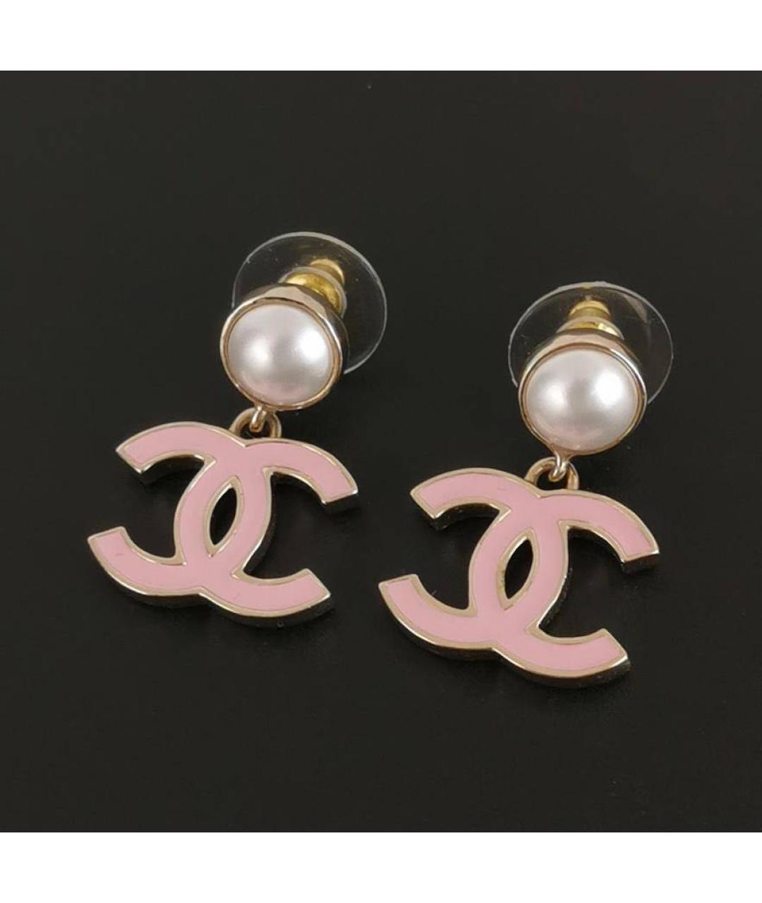 CHANEL Розовые металлические серьги, фото 4