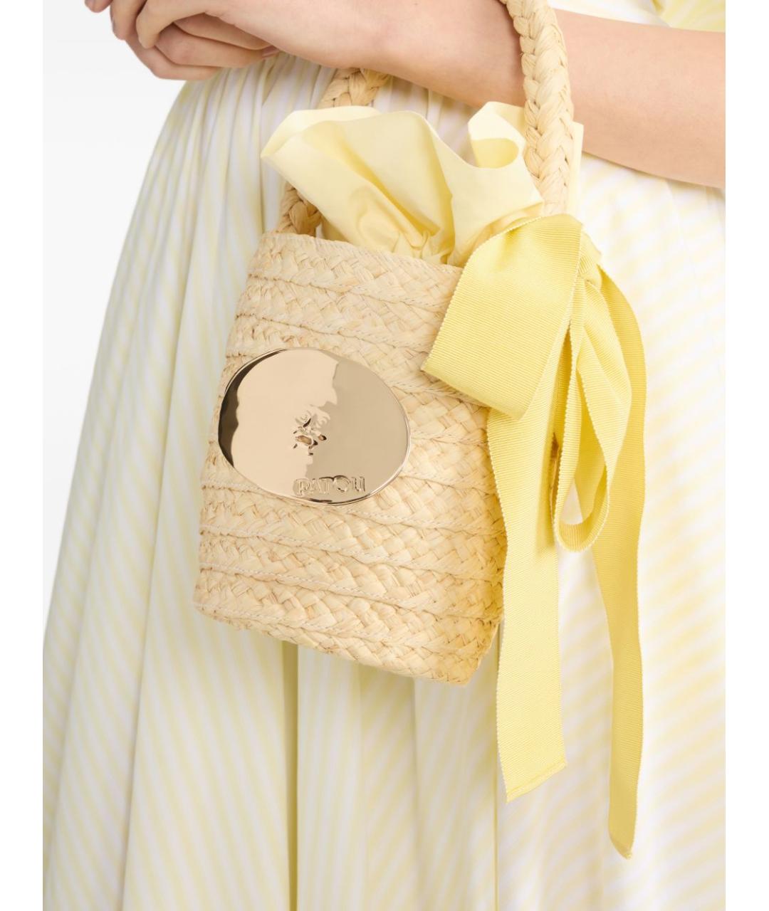 PATOU Бежевая пелетеная сумка с короткими ручками, фото 3