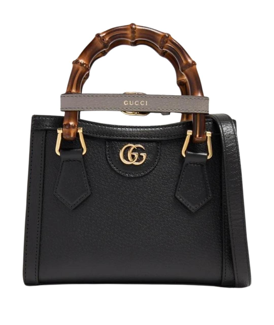 GUCCI Черная кожаная сумка тоут, фото 1