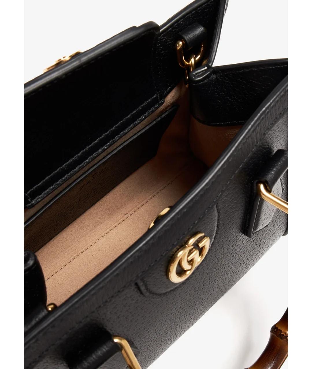 GUCCI Черная кожаная сумка тоут, фото 4