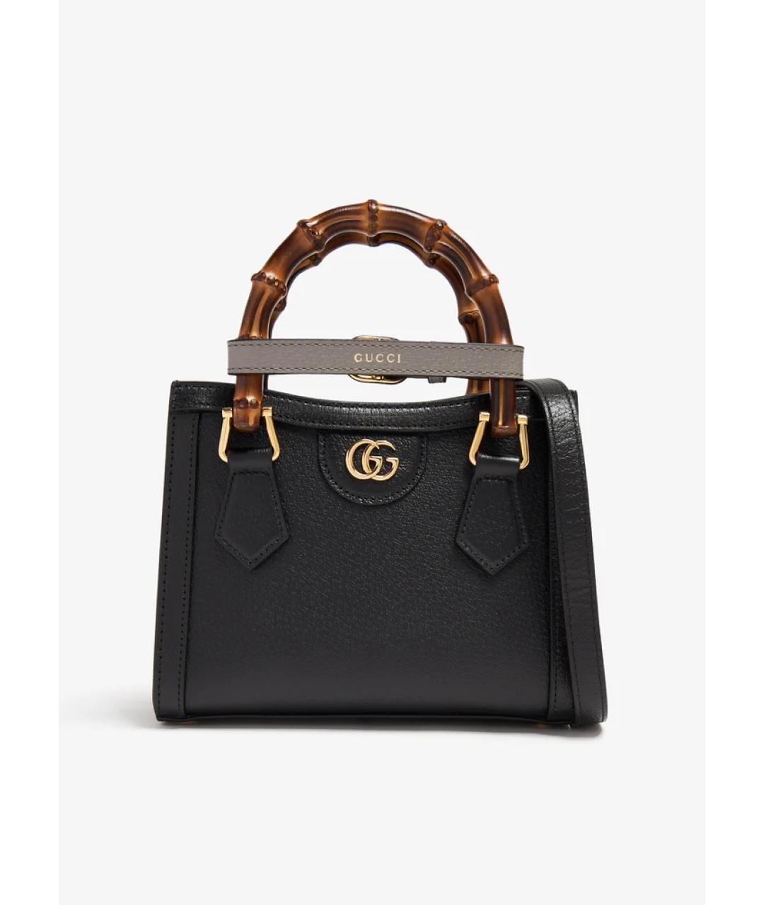 GUCCI Черная кожаная сумка тоут, фото 5