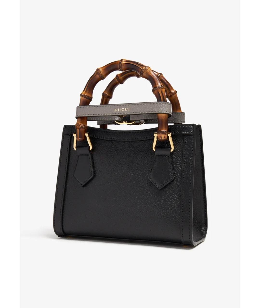 GUCCI Черная кожаная сумка тоут, фото 3