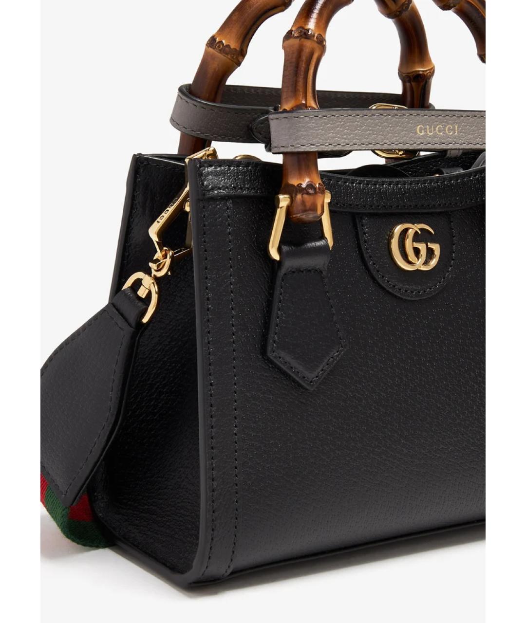 GUCCI Черная кожаная сумка тоут, фото 2